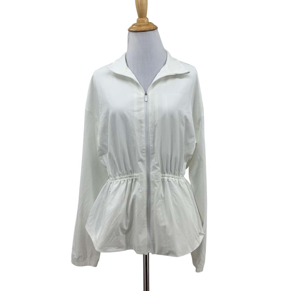 Lululemon Jacket Womens M Medium White UV Protective Cinch Waist Running Zip Up